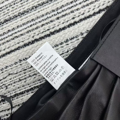 Loewe Draped Midi Skirt Black Nappa Leather 348568