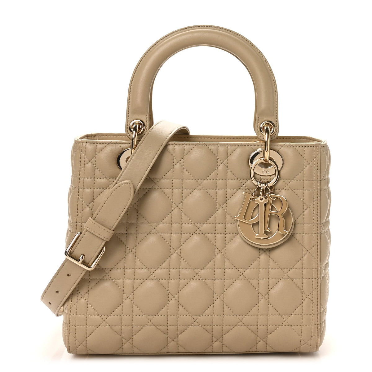 Lambskin Cannage Medium Lady Dior Sand