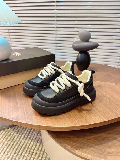 UGG Heritage Utility Sneakers Cream Black Suede Cowhide