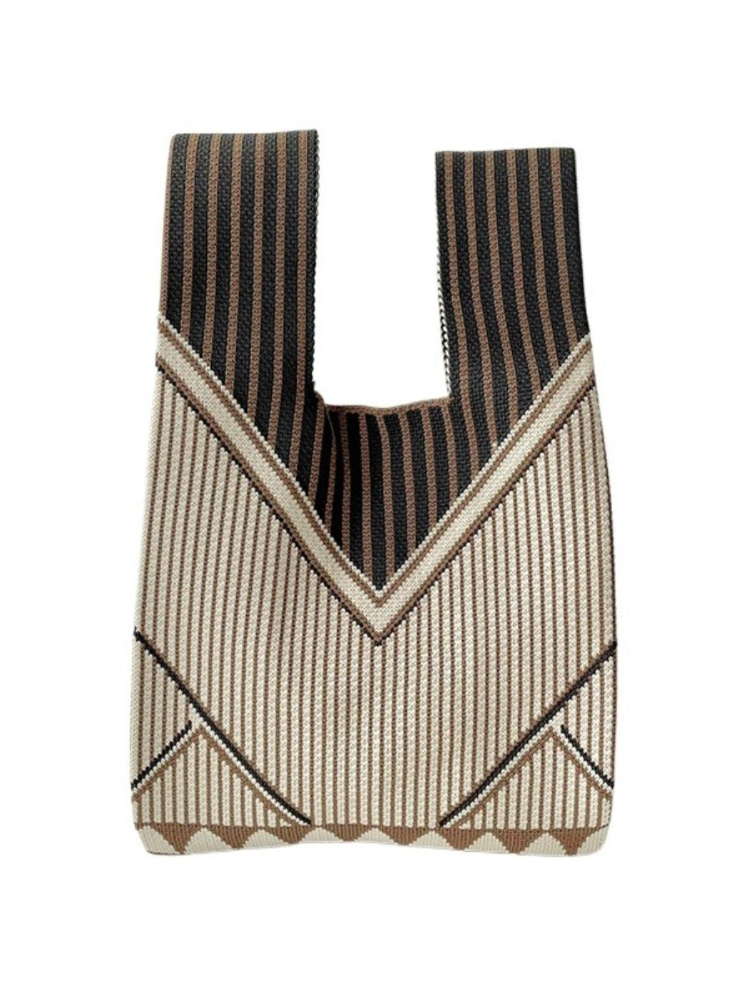Cosbai - Classic Minimalist Striped Knit Handbag