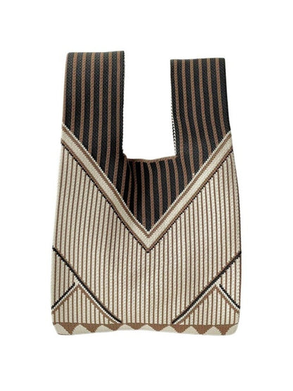 Cosbai - Classic Minimalist Striped Knit Handbag