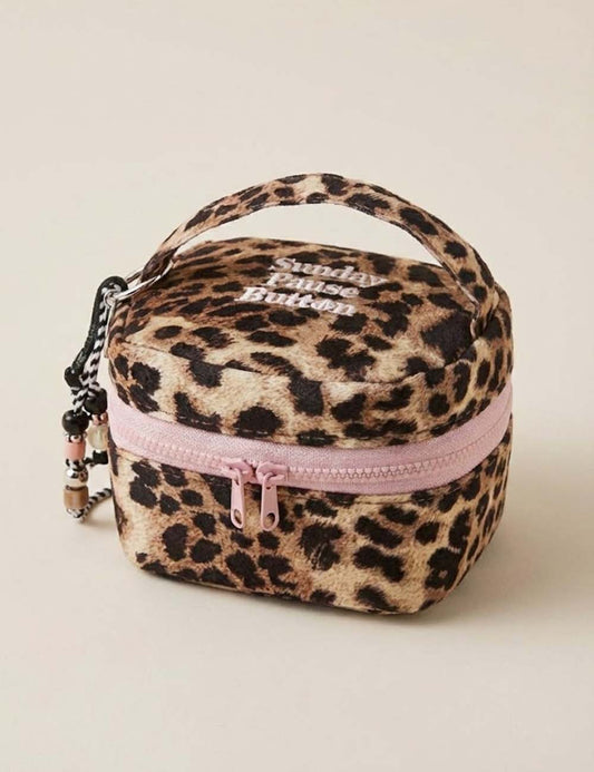 Leopard Print Travel Mini Square Makeup Bag