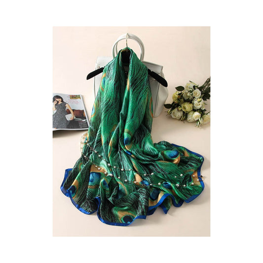 PeacockâS Feathers Print Sunscreen Silk Scarf