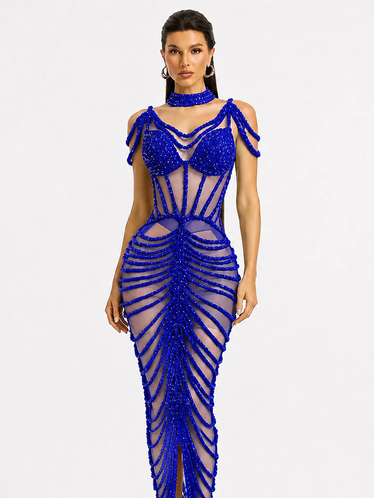 Olivia Rhinestone Cut-Out Maxi Dress