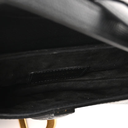 Grained Calfskin Mini Saddle Bag Black