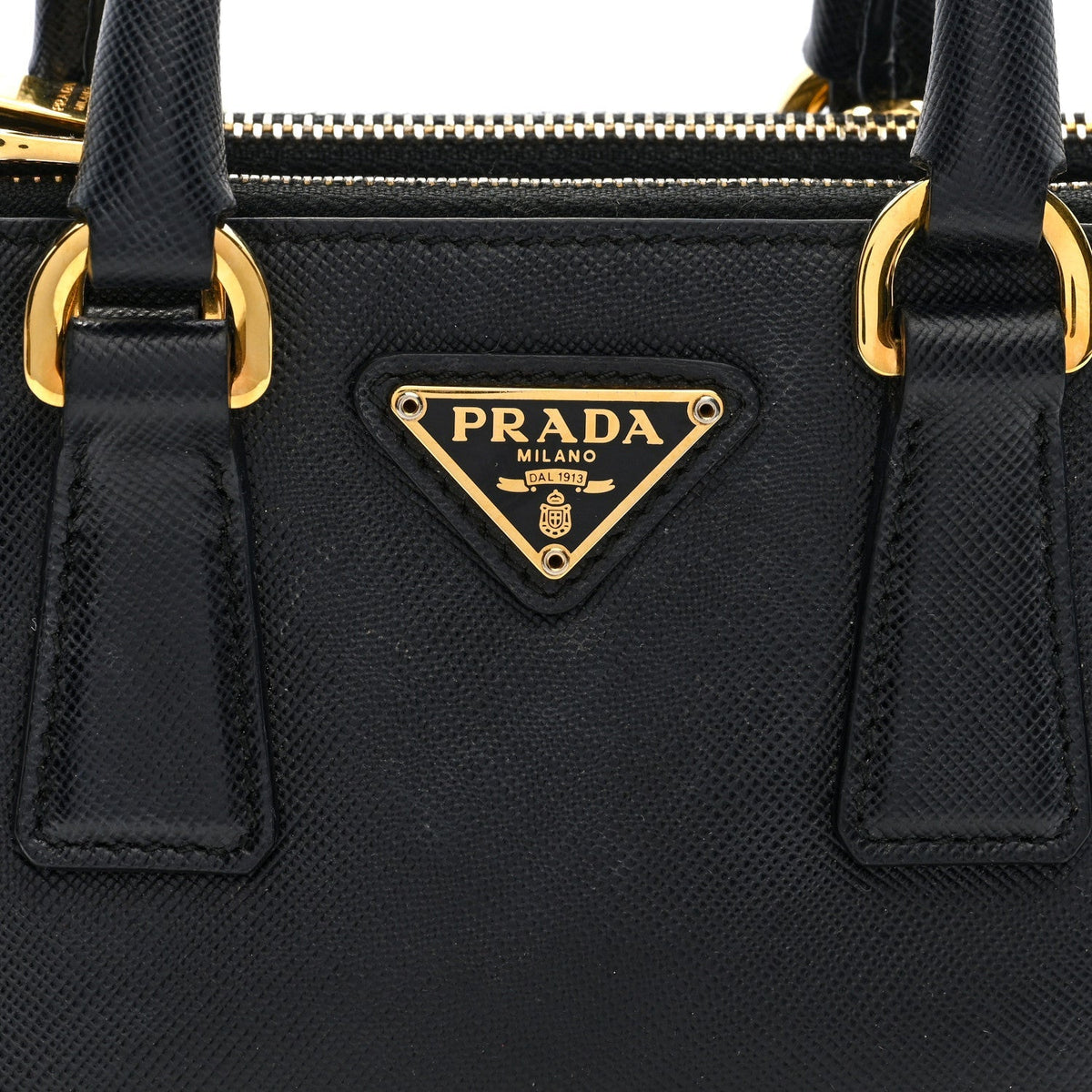 Saffiano Micro Galleria Double Zip Tote Black