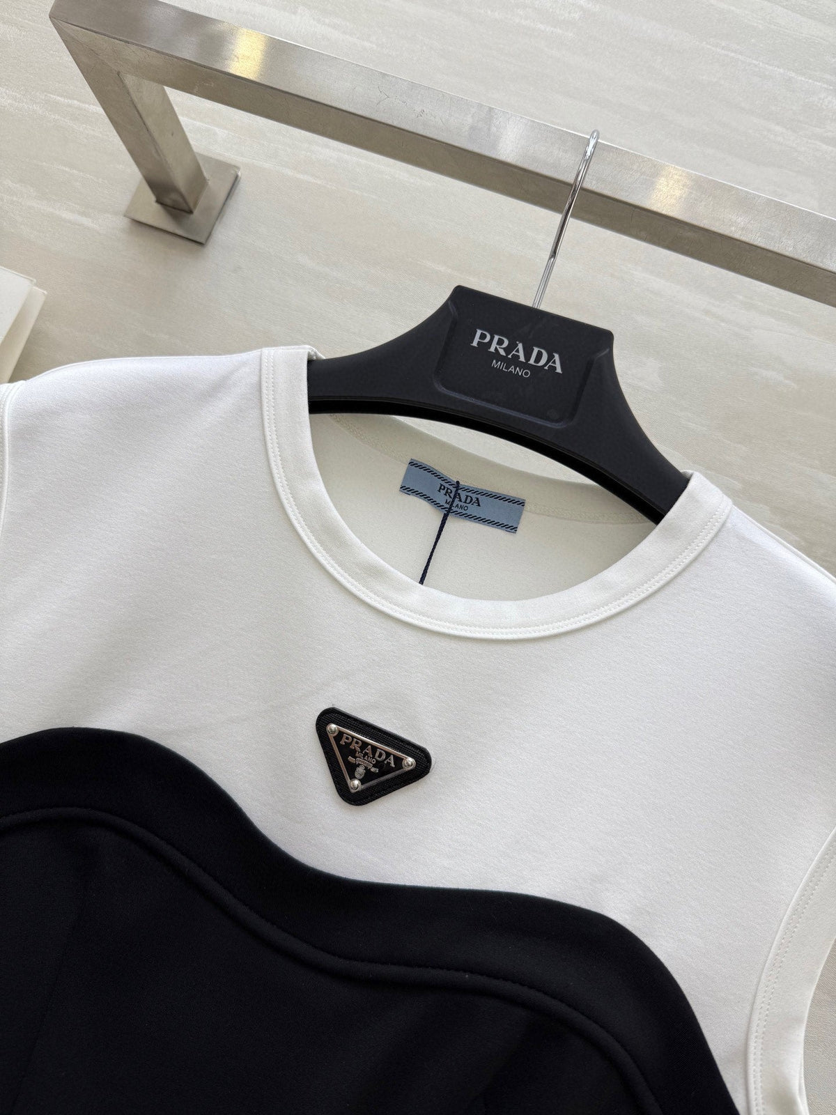 Prada 25 Tube Dress Black mix White Cotton