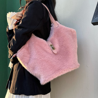 Vintage Fuzzy Large Capacity Commuter Tote Bag