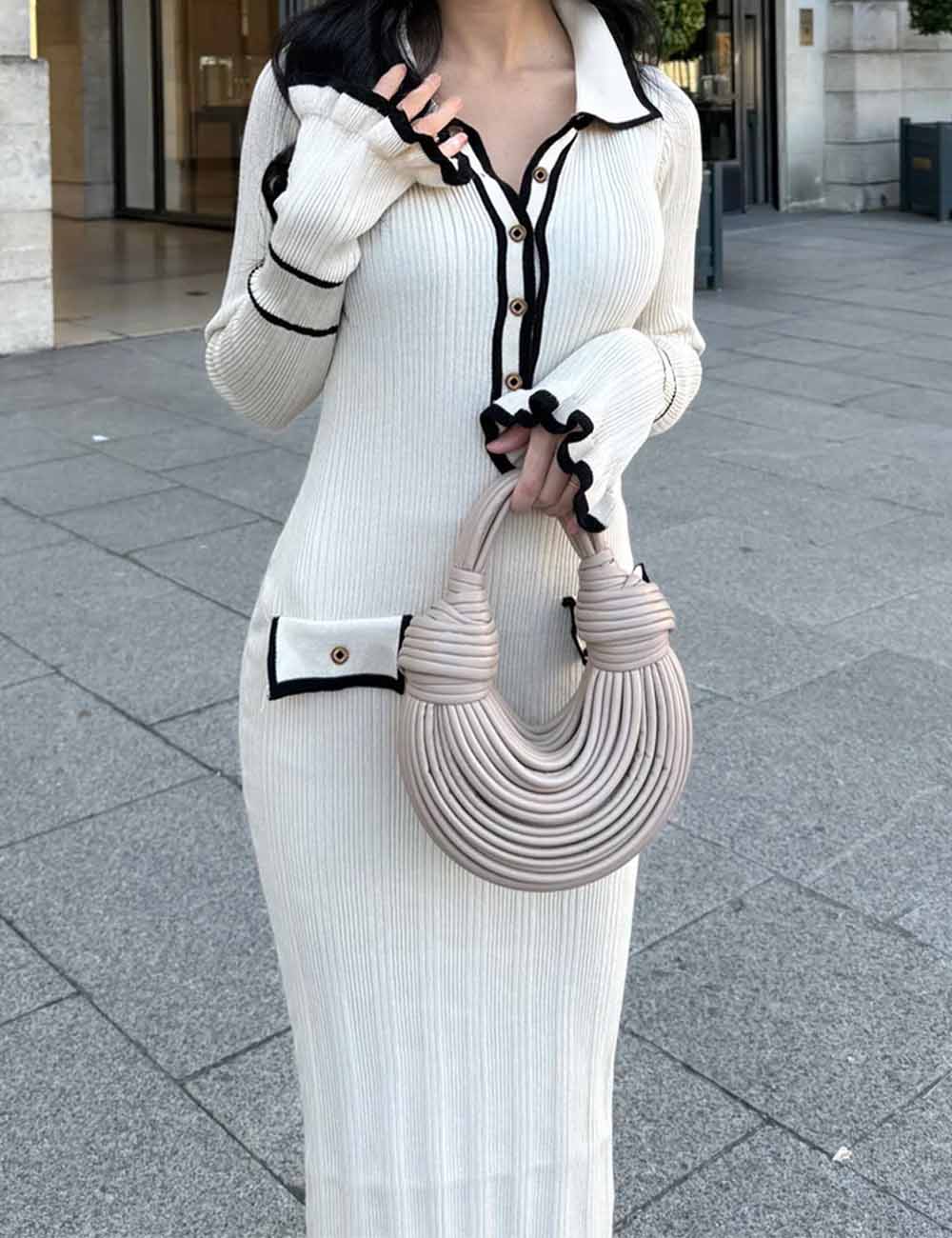 Trendy Polo Collar Button Up Maxi Dress