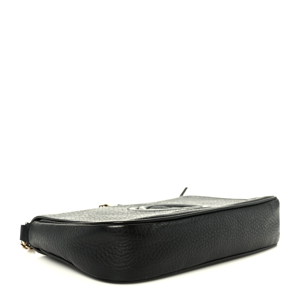 Pebbled Calfskin Medium Soho Flap Crossbody Black