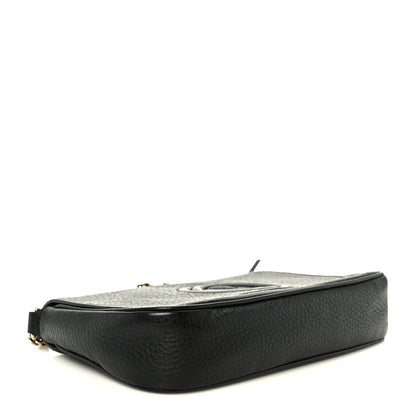 Pebbled Calfskin Medium Soho Flap Crossbody Black