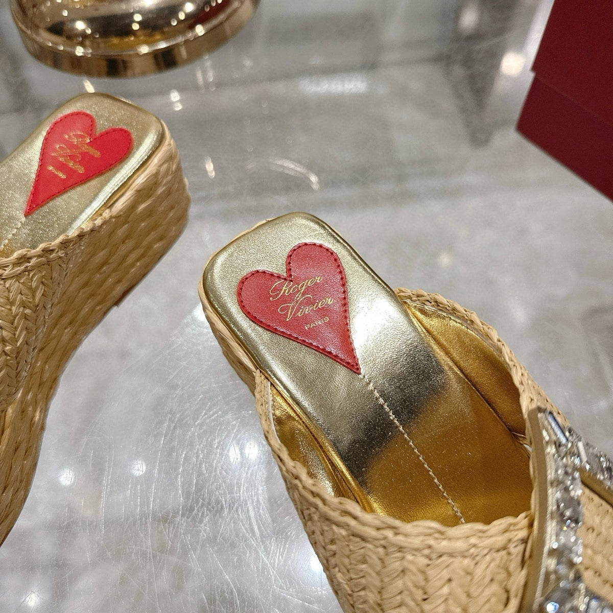 Viv Platform Slippers Gold Early Weaving 300739
