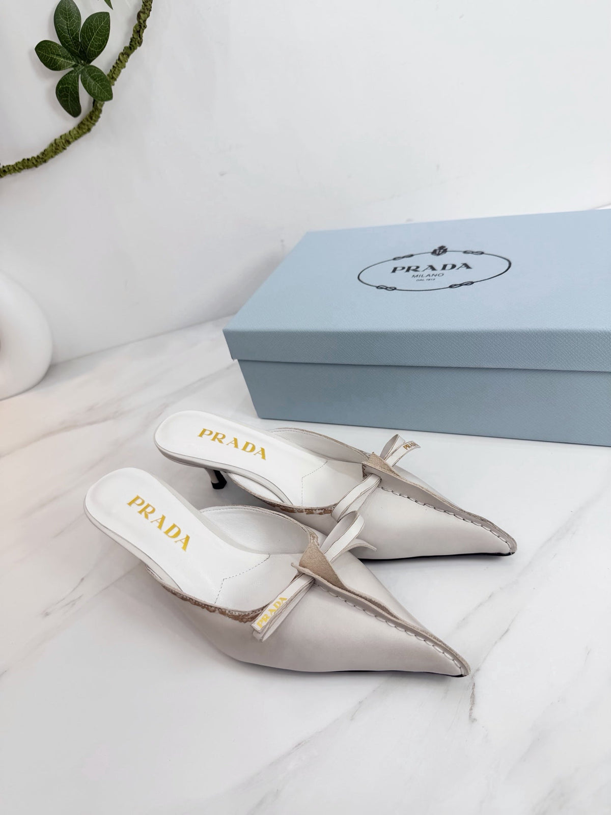 PRA 26SS Hight Heel Mule 55 Ivory Beige Cowhide 592401