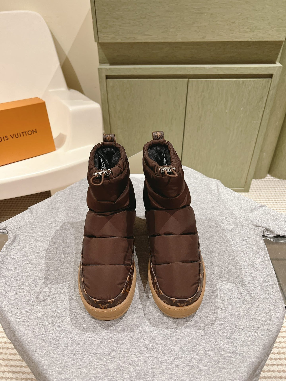 LV Cloud Ankle Boot Sneaker Brown Nylon Monogram Canvas
