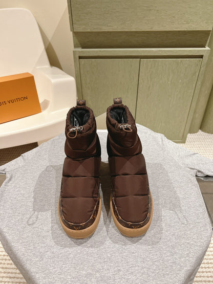 LV Cloud Ankle Boot Sneaker Brown Nylon Monogram Canvas