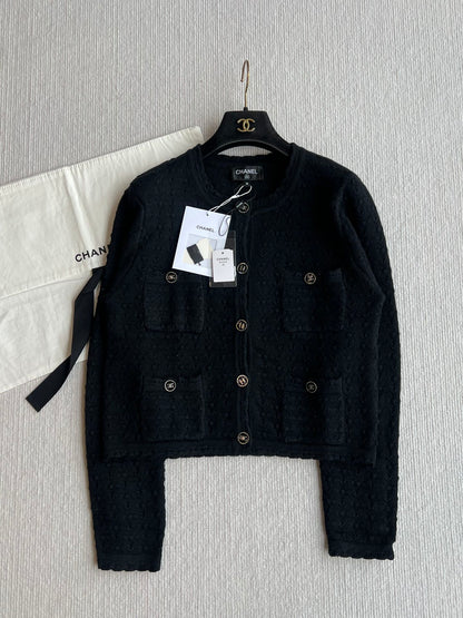 Chanel 25P Cardigan Black Cashmere 220195
