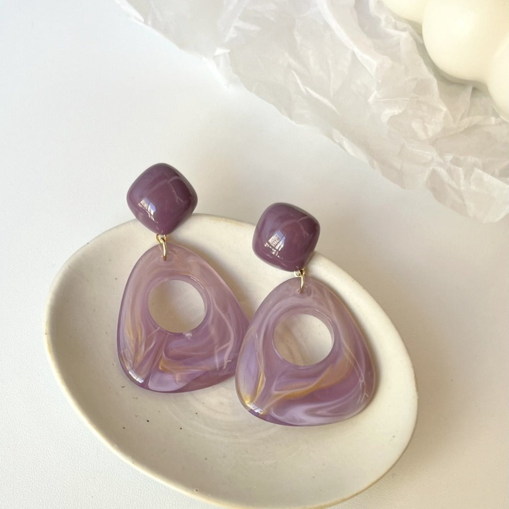 Geometric Hollow-Out Watercolor Earrings