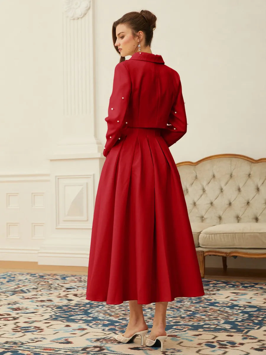 Brooklyn Pearl Jacket & Pleated Skirt Set