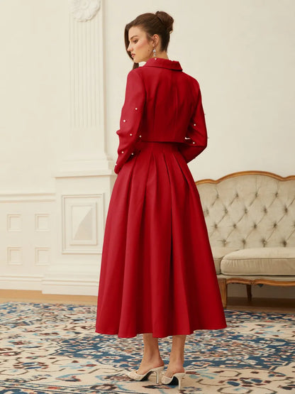 Brooklyn Pearl Jacket & Pleated Skirt Set