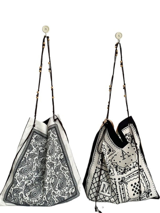 Cosbai - Boho Shoulder Bag Featuring Dual-sided Prints