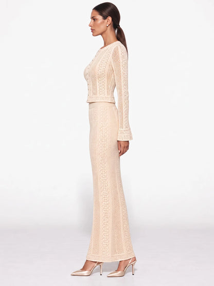 Valentina Crochet Openwork Maxi Skirt Set