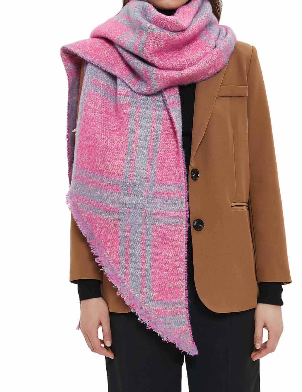 Vintage Jacquard Plaid Triangle Soft Scarf