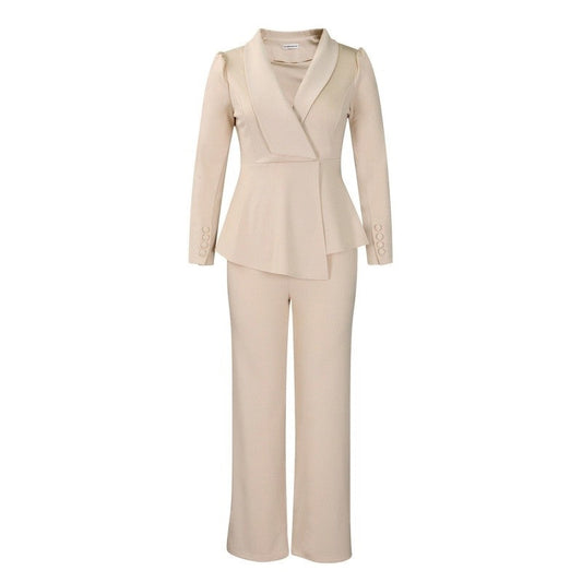 Flounce Sleeve Top Wide Leg Pants Set