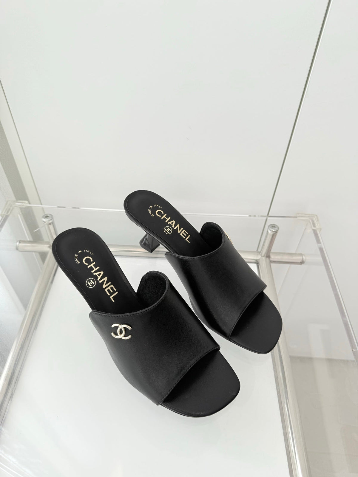 Chanel 26 Sandal 70 Black in Lambskin 597364
