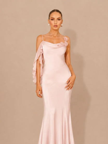 Rafaela Floral-Embellished Open-Back Mermaid Maxi Dress