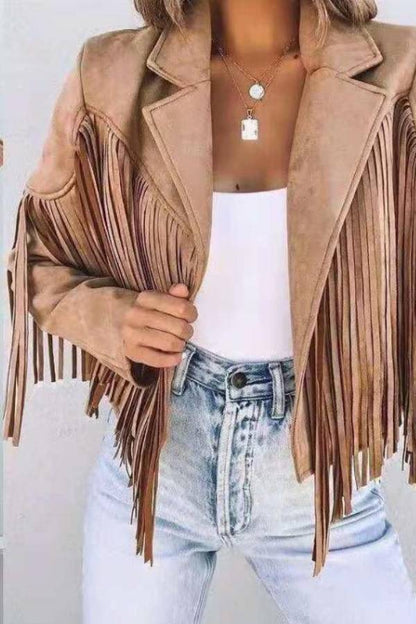 American retro tassel cropped jacket