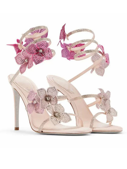 Fiona Rhinestone Flower Sandals