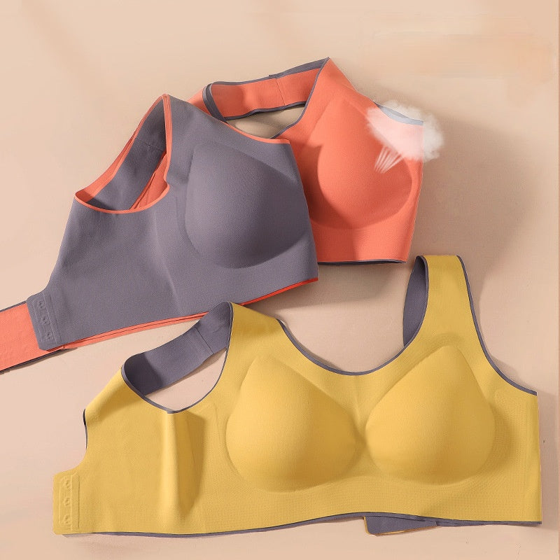 Solid Color Latex Underwear With One-Piece Contrasting Color And Beautiful Back, No Rims, Comfortable Buckles, Comfortable Vest Bra Women.