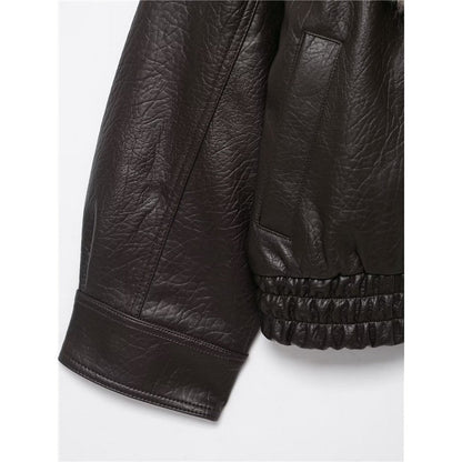 Detachable Collar Faux Leather Jacket