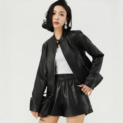 Short Biker Leather Jacket