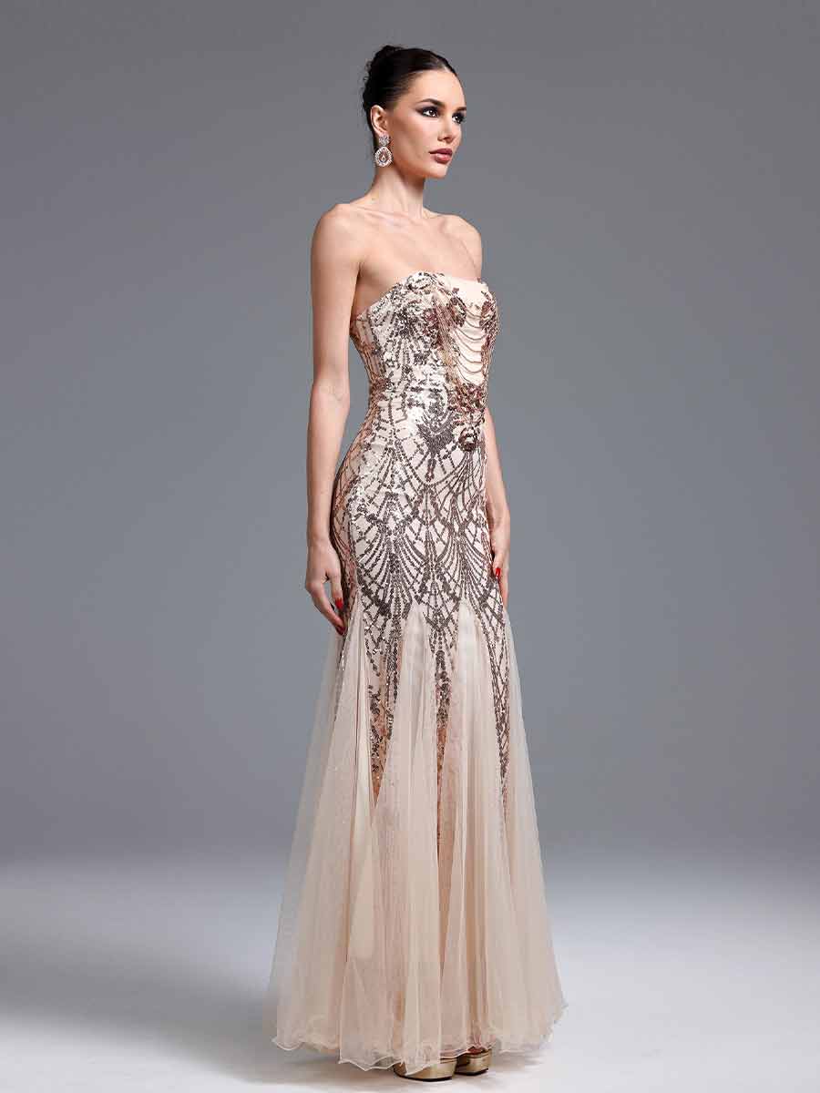 Harlow Strapless Sequined Maxi Dress