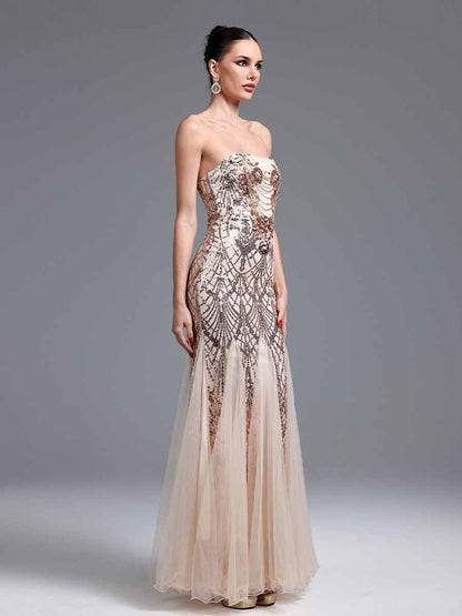 Harlow Strapless Sequined Maxi Dress