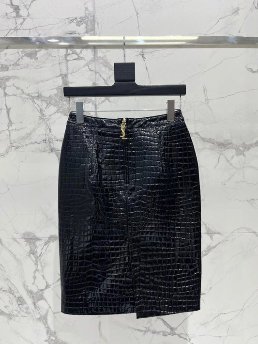 YSL 25S CROC LEATHER SKIRT STYLE 108