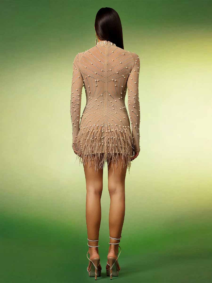 Daisy Tassels Pearl Diamond Mini Dress