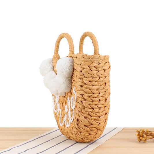 Crochet Market Bag Solid Color Letter Package