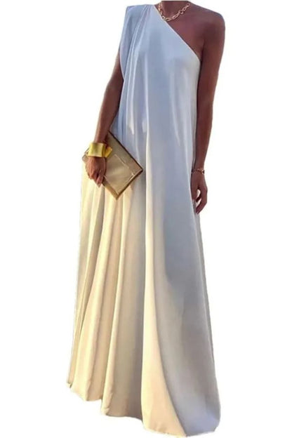 Women's Elegant Asymmetrical One Shoulder Maxi Dress