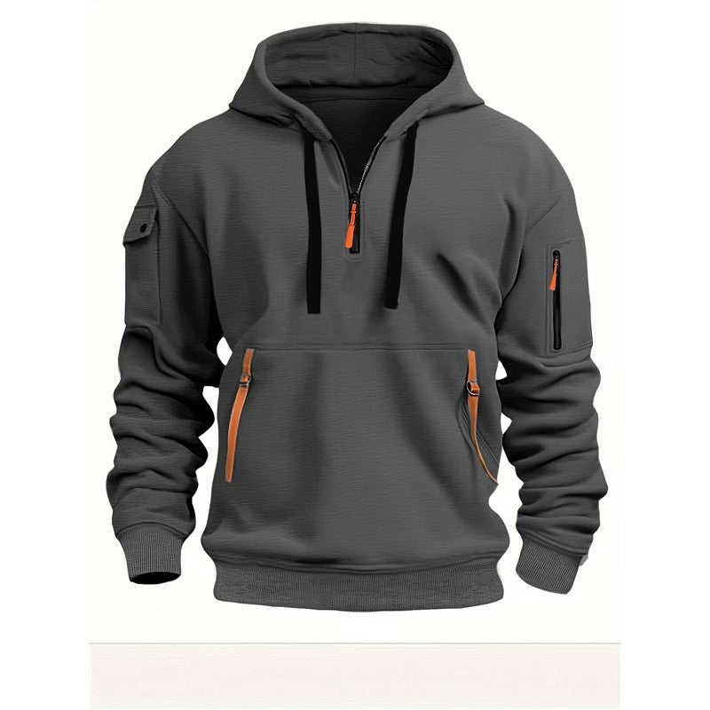 Men's Hooded Zip-Up Sweatshirt With Pockets Jacket