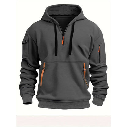 Men's Hooded Zip-Up Sweatshirt With Pockets Jacket