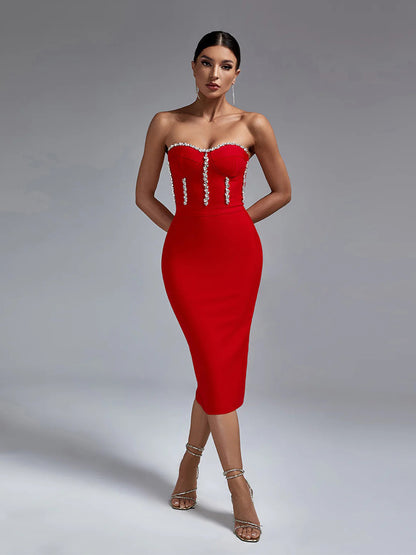 Celeste Midi Dress In Red