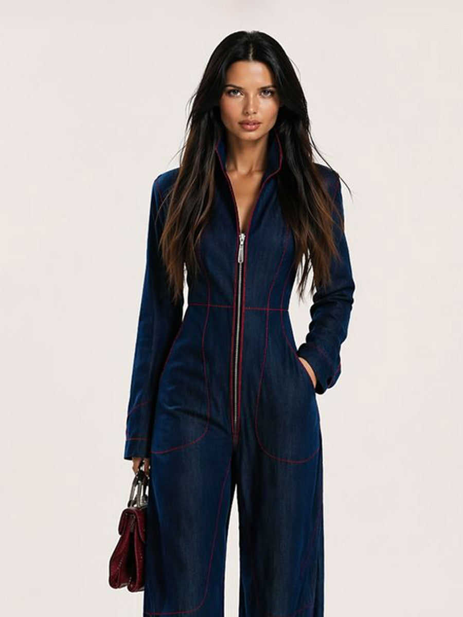 Arielle Solid-Color Jumpsuit with Large Pockets