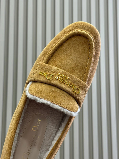 CD Alps Dior Boy Loafer Amber Gold Suede Wool 561811