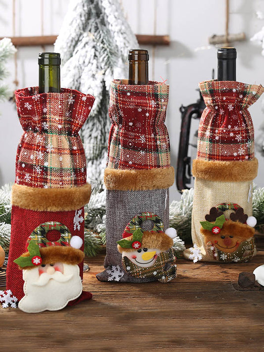 Christmas Checkered Split-Joint Wine Bags