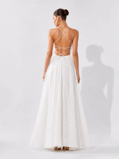 Valeria Island Vacation Backless Maxi Dress