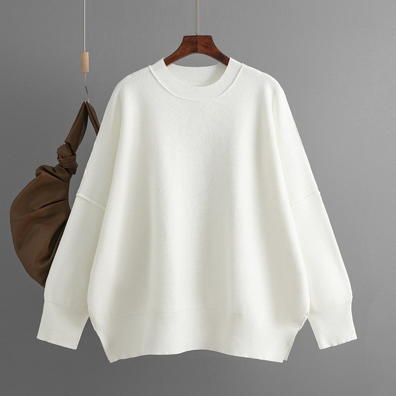 Round Neck Solid Color Loose Sweater
