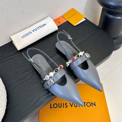 LV Vibe Slingback Flat Slate Grey Cowhide 580335