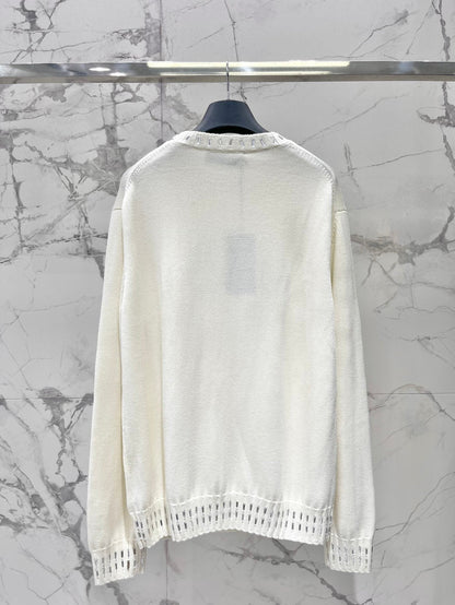Fendi 25 Lazy-Style Crewneck Sweater White Cotton